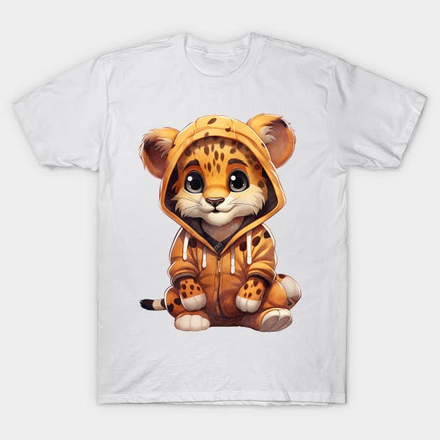 Cheetah Wearing Hoodie T-Shirt by Chromatic Fusion Studio